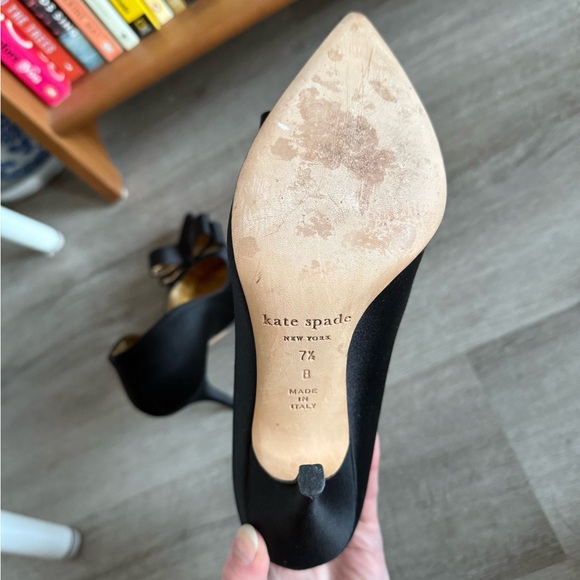 Satin Kate Spade Black Bow Heels - Picture 9 of 13